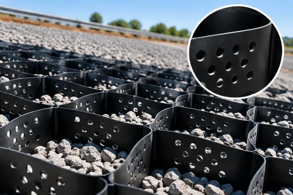 Perforated Geocell Illustration Illustration of perforated geocell walls containing aggregate.