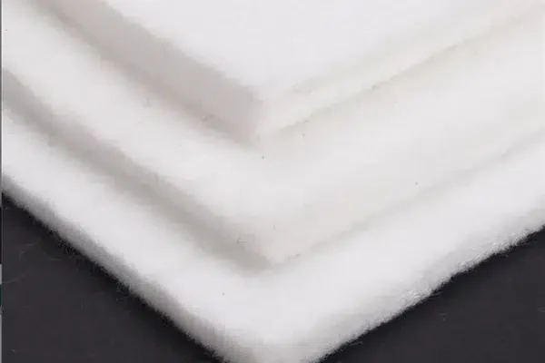 Close view of white nonwoven geotextile material.